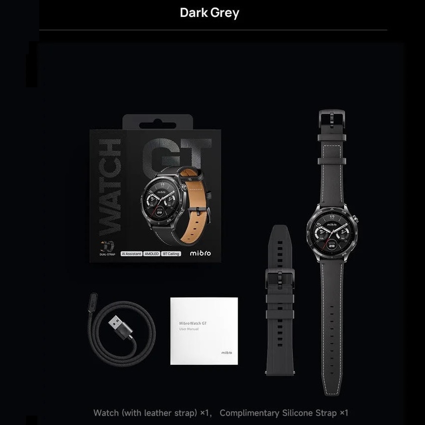 В Фокстрот Смарт-часы MIBRO GT 46 mm Dark Metal (XPAW026T)