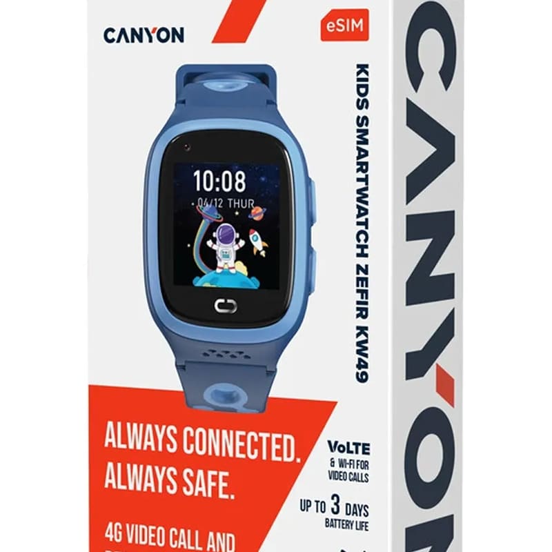 Фото Смарт-годинник CANYON ZEFIR KW-49 E-SIM 4G GPS Blue (CNE-KW49BL)