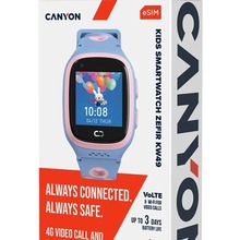 Смарт-часы CANYON ZEFIR KW-49 E-SIM 4G GPS Pink/Blue (CNE-KW49PB)
