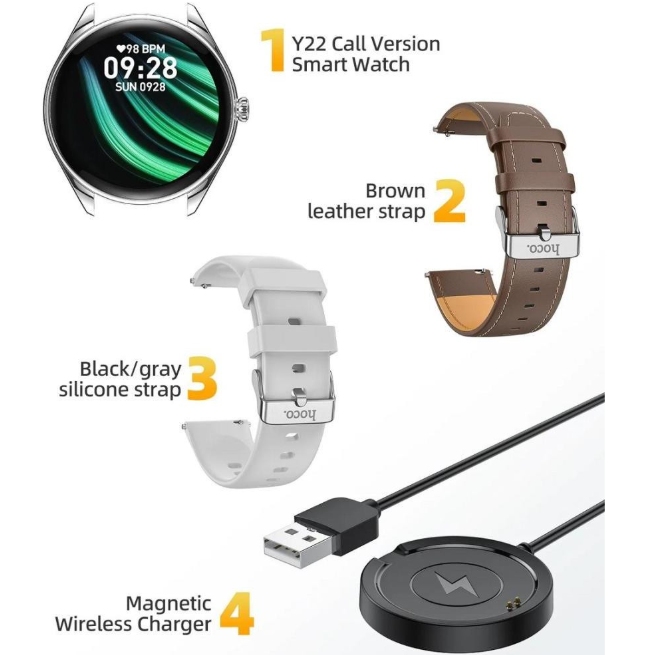 Фото Смарт-годинник HOCO Y22 Call version Silver (6942007628990)