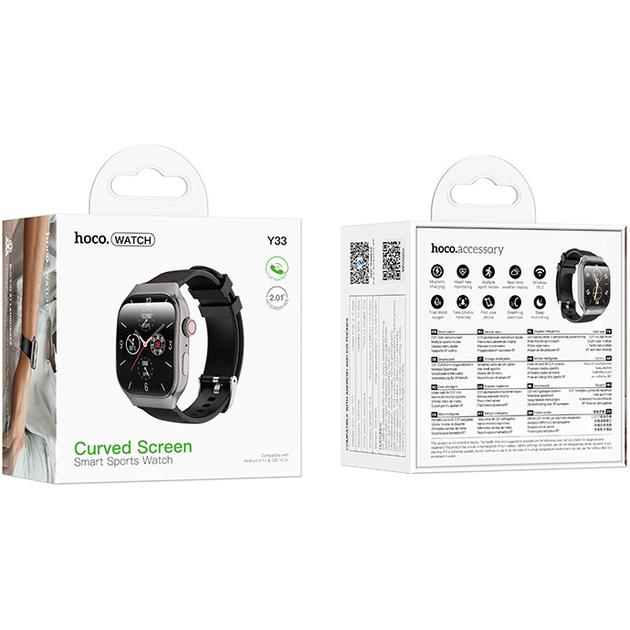 Смарт-годинник HOCO Y33 51 mm Black (6942007660815) Сумісність iOS (Apple)
