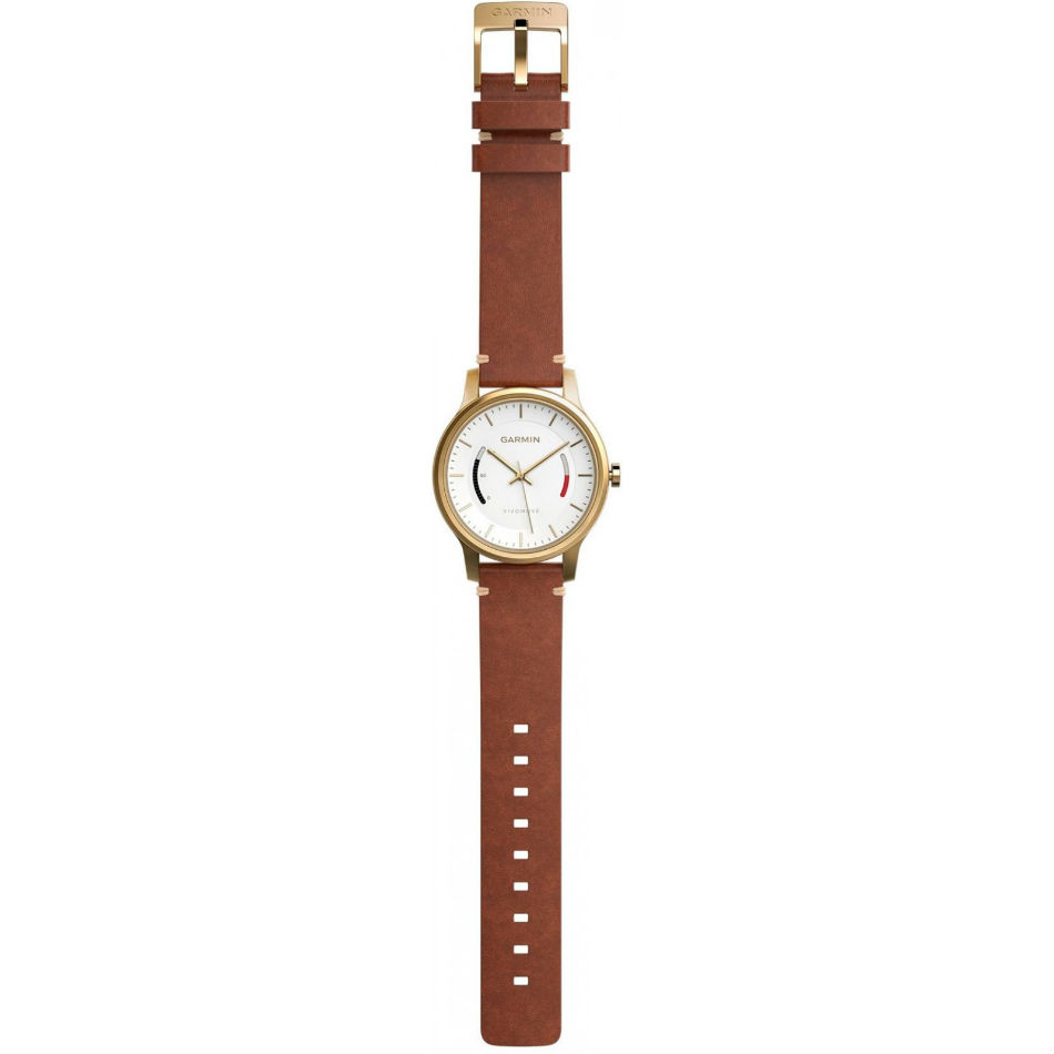 Внешний вид Смарт-часы GARMIN vivomove Premium Gold-Tone Steel with Leather Band (010-01597-21)