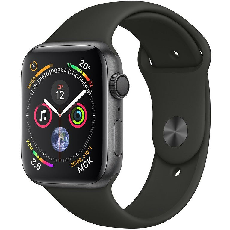 Смарт-годинник APPLE Watch Series 4 40mm Space Aluminium Grey with Black Sport Band (MU662UA/A)