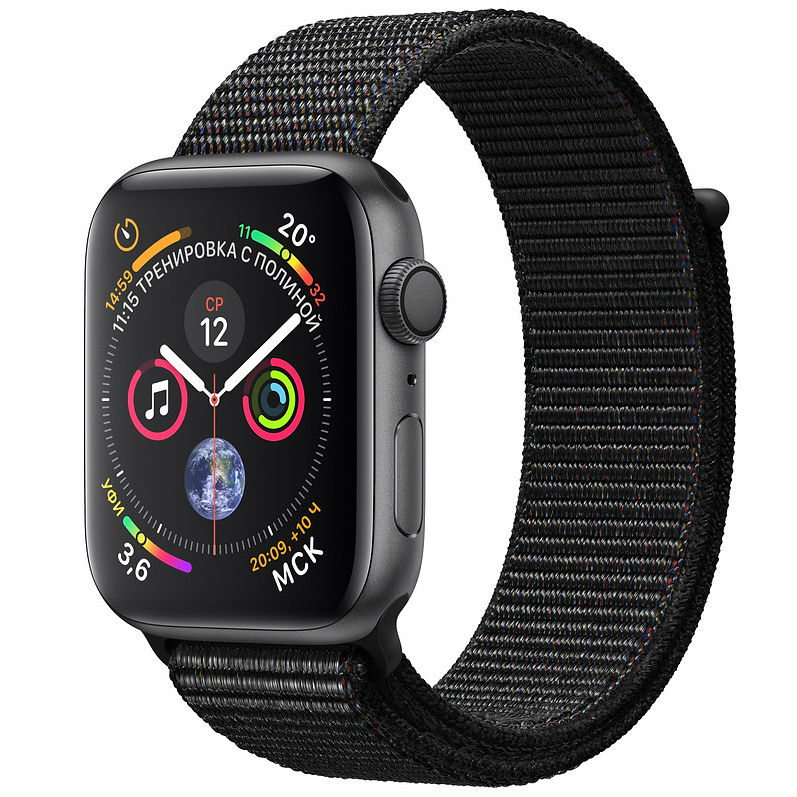 Смарт-годинник APPLE Watch Series 4 40mm Space Aluminium Grey with Black Sport Loop (MU672UA/A)