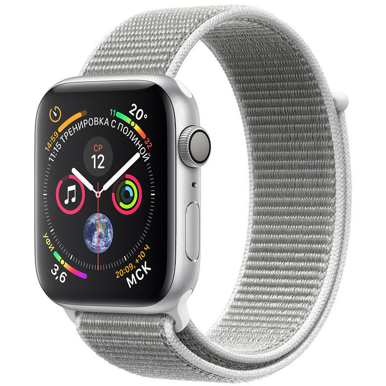 Смарт-годинник APPLE Watch Series 4 44mm Aluminium Silver with Seashell Sport Loop (MU6C2UA/A)