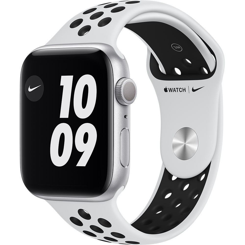 Акція на Смарт-часы APPLE Watch Nike S6 GPS 44 Silver Alum Platinum/Black (MG293UL/A) від Foxtrot