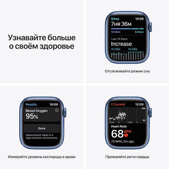 Заказать Смарт-часы APPLE Watch Series 7 GPS 41 Blue Alum Case Abyss Blue Sp/B (MKN13UL/A)