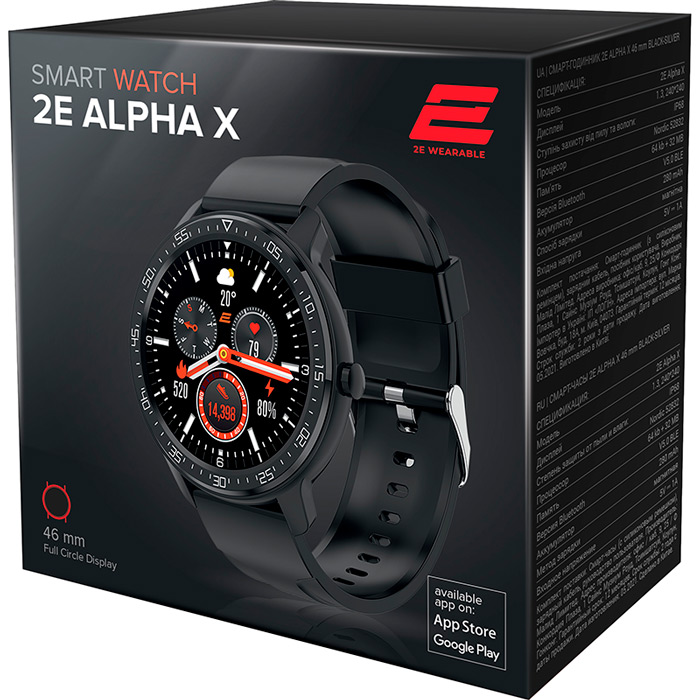 Смарт-годинник 2E Alpha X 46 мм Black/Silver (2E-CWW30BKSL) Функціональність для дорослих