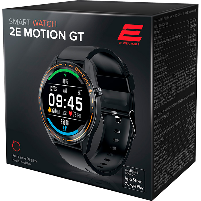 Смарт-годинник 2E Motion GT 46 мм Black/Orange (2E-CWW20BKOR) Функціональність для дорослих