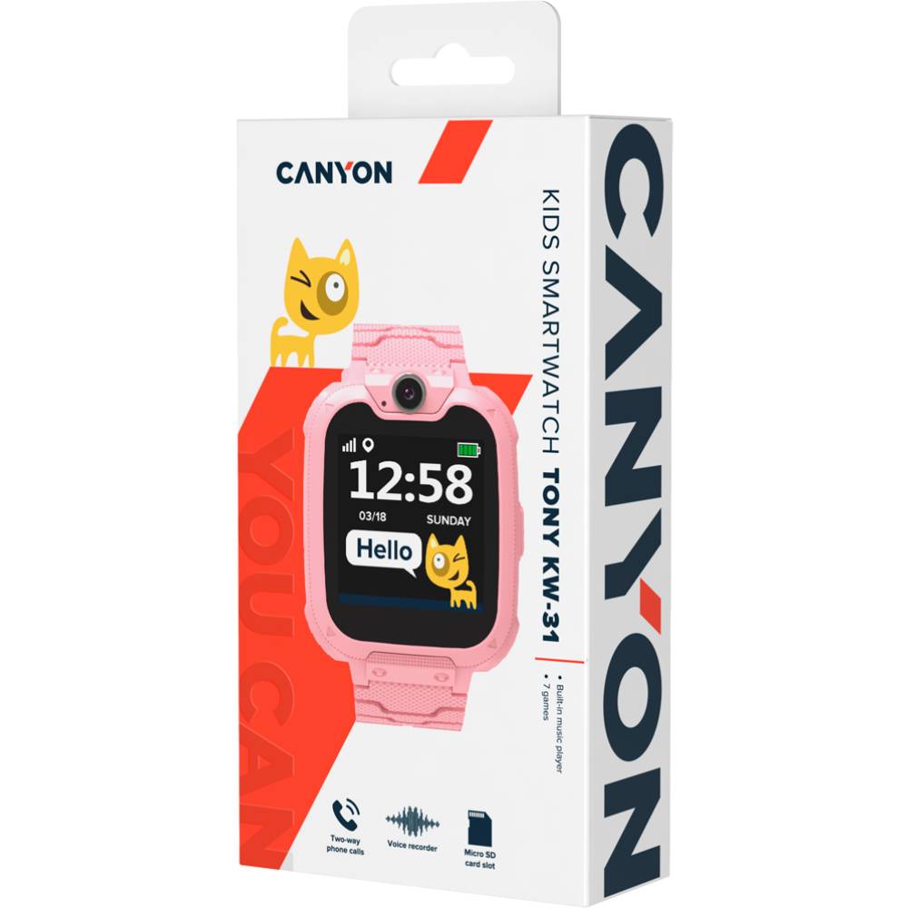 Внешний вид Смарт-часы для детей CANYON Tony Pink (CNE-KW31RR)