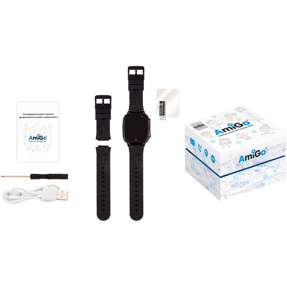Внешний вид Смарт-часы AMIGO GO008 MILKY GPS WIFI Black