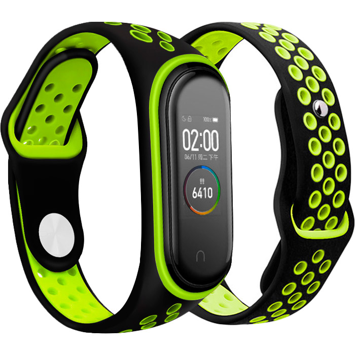 Ремінець BECOVER Nike Style для Xiaomi Mi Smart Band 5 Black-Green (705152) Тип ремінець