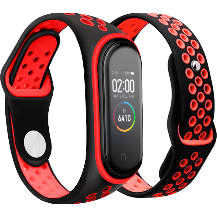 Ремінець BECOVER Nike Style для Xiaomi Mi Smart Band 5 Black-Red (705153) Тип ремінець