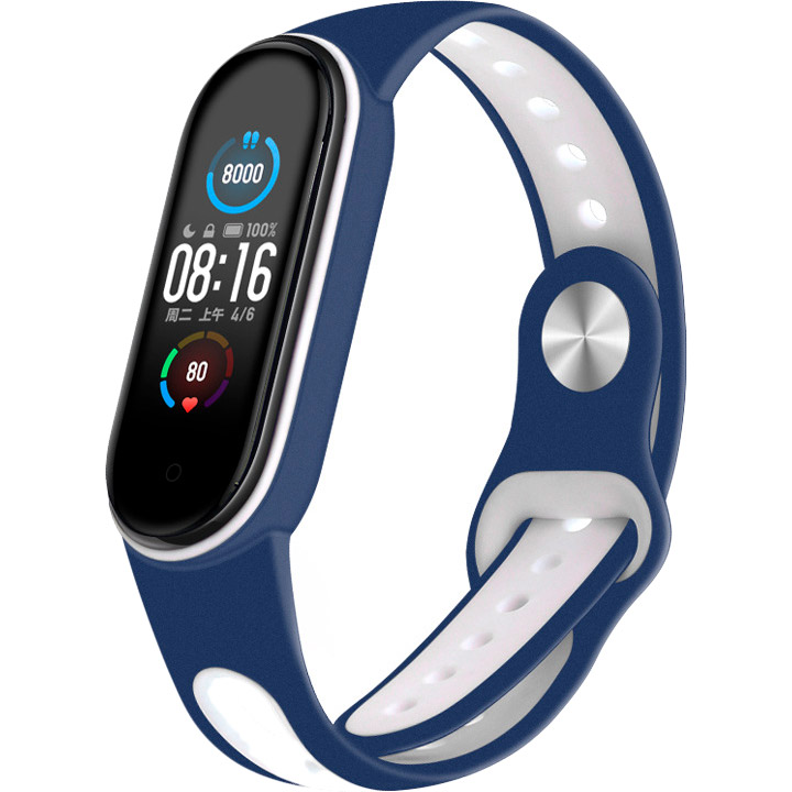 

Ремешок BECOVER Sport Style для Xiaomi Mi Smart Band 5 Blue-White (705171), Xiaomi Mi Smart Band 5 Blue-White (705171)