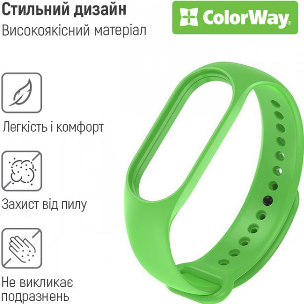 Ремешок ColorWay для Xiaomi Mi Band 5/6/7 Green (CW-SXMB7-GN) Совместимость по модели XIAOMI Mi Band 5
