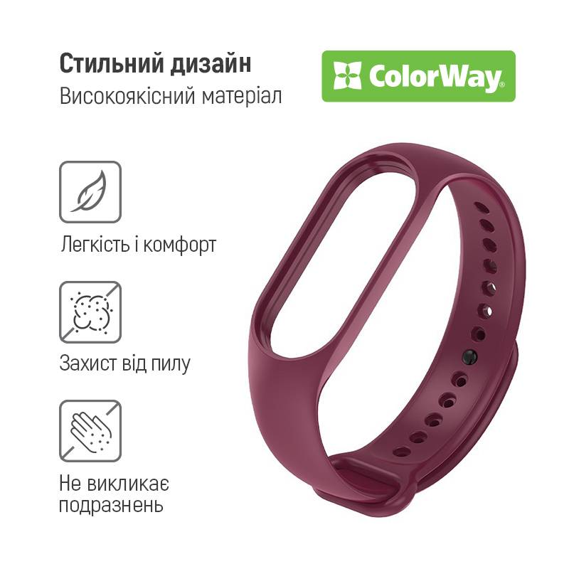 Ремінець COLORWAY для Xiaomi Mi Smart Band 8 Burgundy (CW-SXMB8-ML) Сумісність за моделлю XIAOMI Mi Band 8