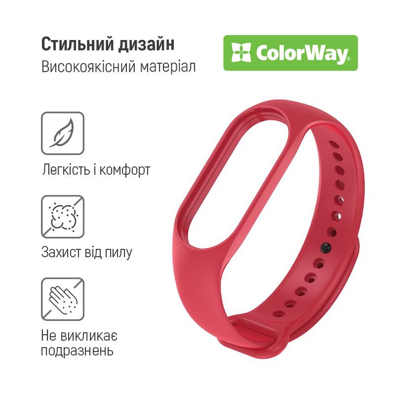 Ремінець COLORWAY для Xiaomi Mi Smart Band 8 Red (CW-SXMB8-RD) Сумісність за моделлю XIAOMI Mi Band 8