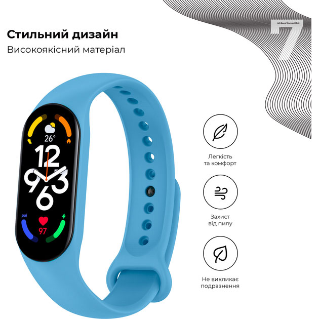 Ремешок ArmorStandart для Xiaomi Mi Band 7/6/5 New Style Sky Blue (ARM74547) Совместимость по модели XIAOMI Mi Band 5