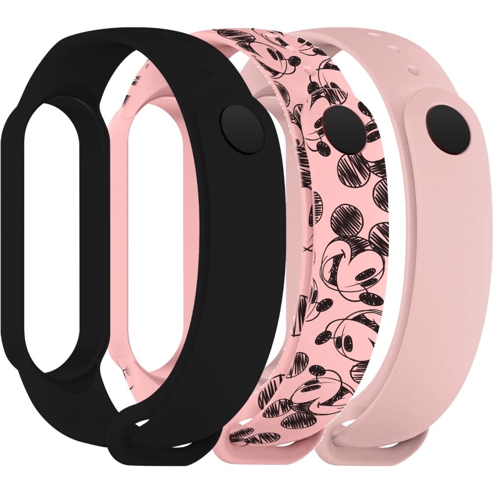 Комплект ремінців ARMORSTANDART для Xiaomi Mi Band 7/6/5 Cartoon Mickey Pink (ARM77042)