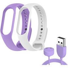 Комплект ремінців ARMORSTANDART Set для Xiaomi Mi Band 7/6/5 New Style Lavender + Зарядний кабель (ARM77039)