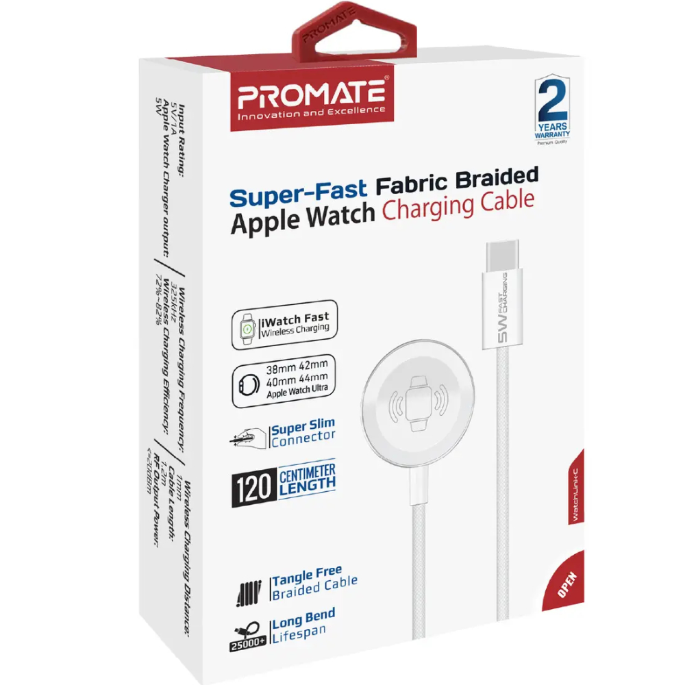 Кабель PROMATE USB-C 5V/1A 1.2 м White (watchlink-c) Совместимость по модели Apple Watch