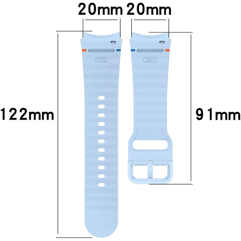 Внешний вид Ремешок BECOVER Ribbed Tape для Samsung Galaxy Watch (20mm) 3/4/5/6/7 Blue (712038)