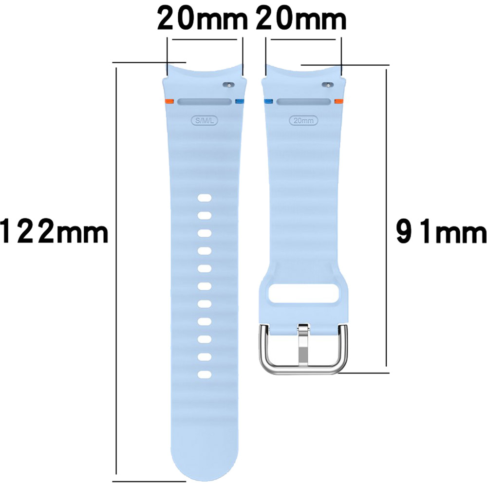 Силиконовый ремешок BeCover Ribbed Tape (20mm) для Samsung Galaxy Watch 7 (40/44mm)/7 FE/6/6 Classic/5/5 Pro/4/4 Classic/Watch 3 (41mm) Lite Blue (712044) Совместимость по модели Samsung Galaxy Watch 5 44mm