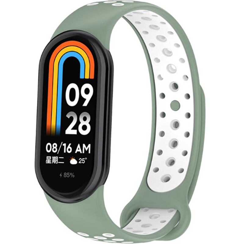 Ремінець BECOVER Ремінець Vents Style для Xiaomi Mi Smart Band 9 Pine Green-White (711988) Ремінець BECOVER Ремінець Vents Style для Xiaomi Mi Smart Band 9 Pine Green-White (711988)