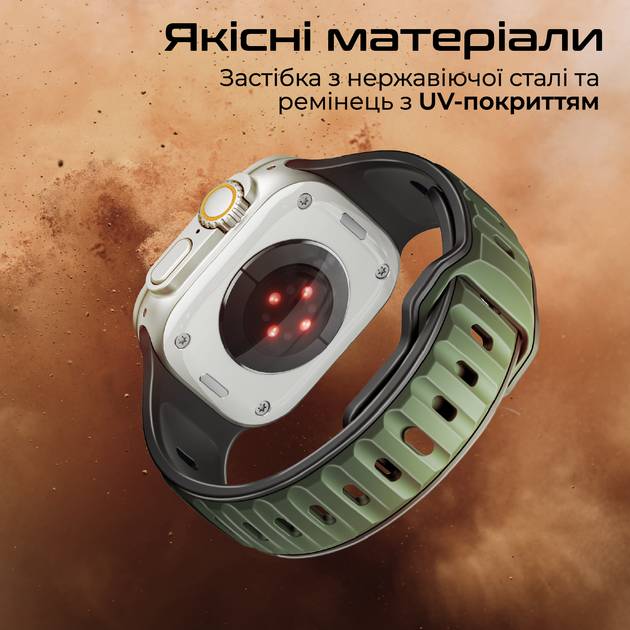 Ремешок PROMATE для Apple Watch 42/44/45/49 мм Midnight Green (siliband-dc.midnightgreen) Материал силикон