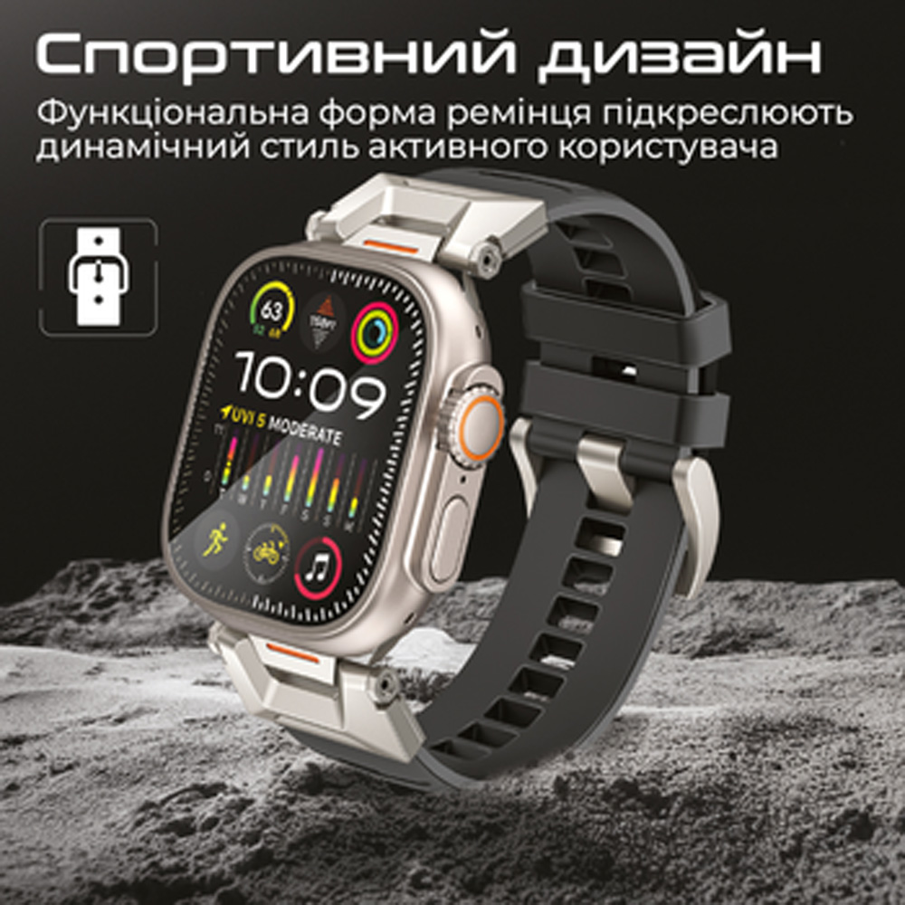 Ремешок PROMATE для Apple Watch SE Ultra 42/44/45/49 мм Black (silicaband-pro.black) Совместимость по модели Apple Watch Series 2 42mm