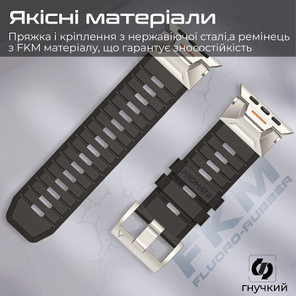 Ремешок PROMATE для Apple Watch SE Ultra 42/44/45/49 мм Black (silicaband-pro.black) Совместимость по модели Apple Watch Series 4 44mm