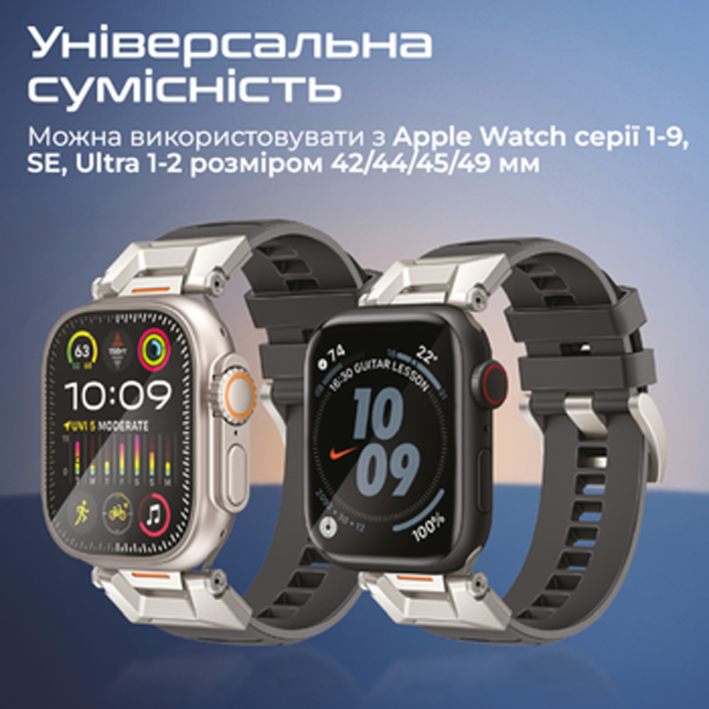 Внешний вид Ремешок PROMATE для Apple Watch SE Ultra 42/44/45/49 мм Black (silicaband-pro.black)