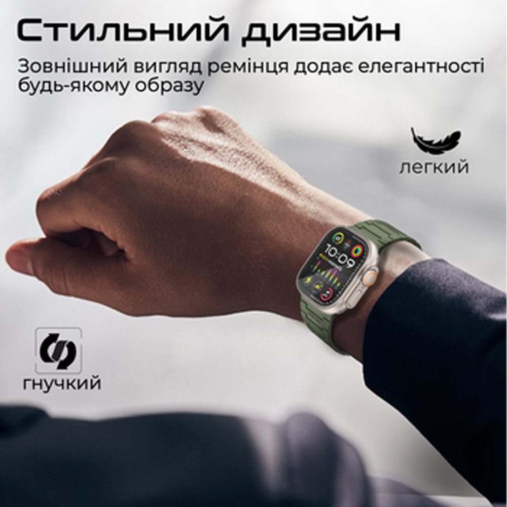 Внешний вид Ремешок PROMATE Magband-MS для Apple Watch серии 1-9 SE Ultra 1-2 Green(magband-ms.midnightgreen)