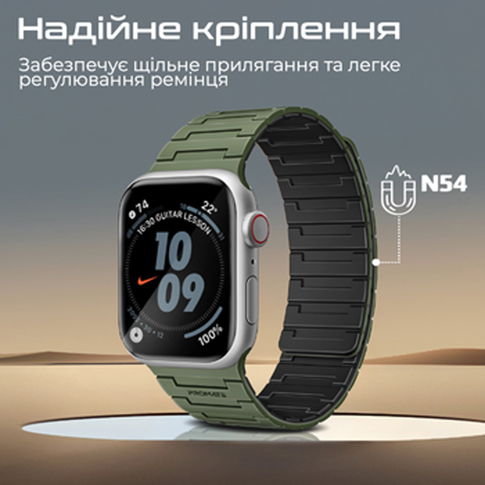 Ремешок PROMATE Magband-MS для Apple Watch серии 1-9 SE Ultra 1-2 Green(magband-ms.midnightgreen) Совместимость по модели Apple Watch Series 9 45 мм 