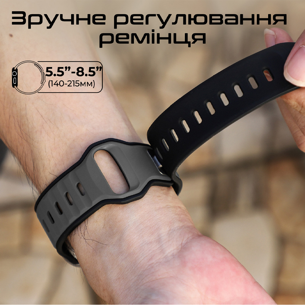 Ремешок PROMATE SiliBand-DC для Apple Watch серии 1-9 SE Ultra 2 Black (siliband-dc.black) Совместимость по модели Apple Watch Ultra 2