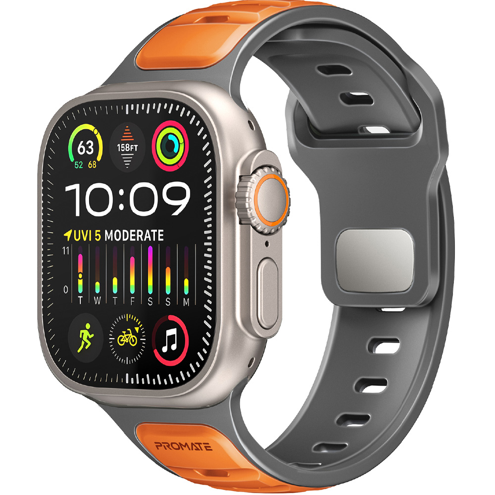 Ремешок PROMATE SiliBand-DC для Apple Watch серии 1-9 SE Ultra 2 42/44/45/49 мм Orange (siliband-dc.orange) Ремешок PROMATE SiliBand-DC для Apple Watch серии 1-9 SE Ultra 2 42/44/45/49 мм Orange (siliband-dc.orange)