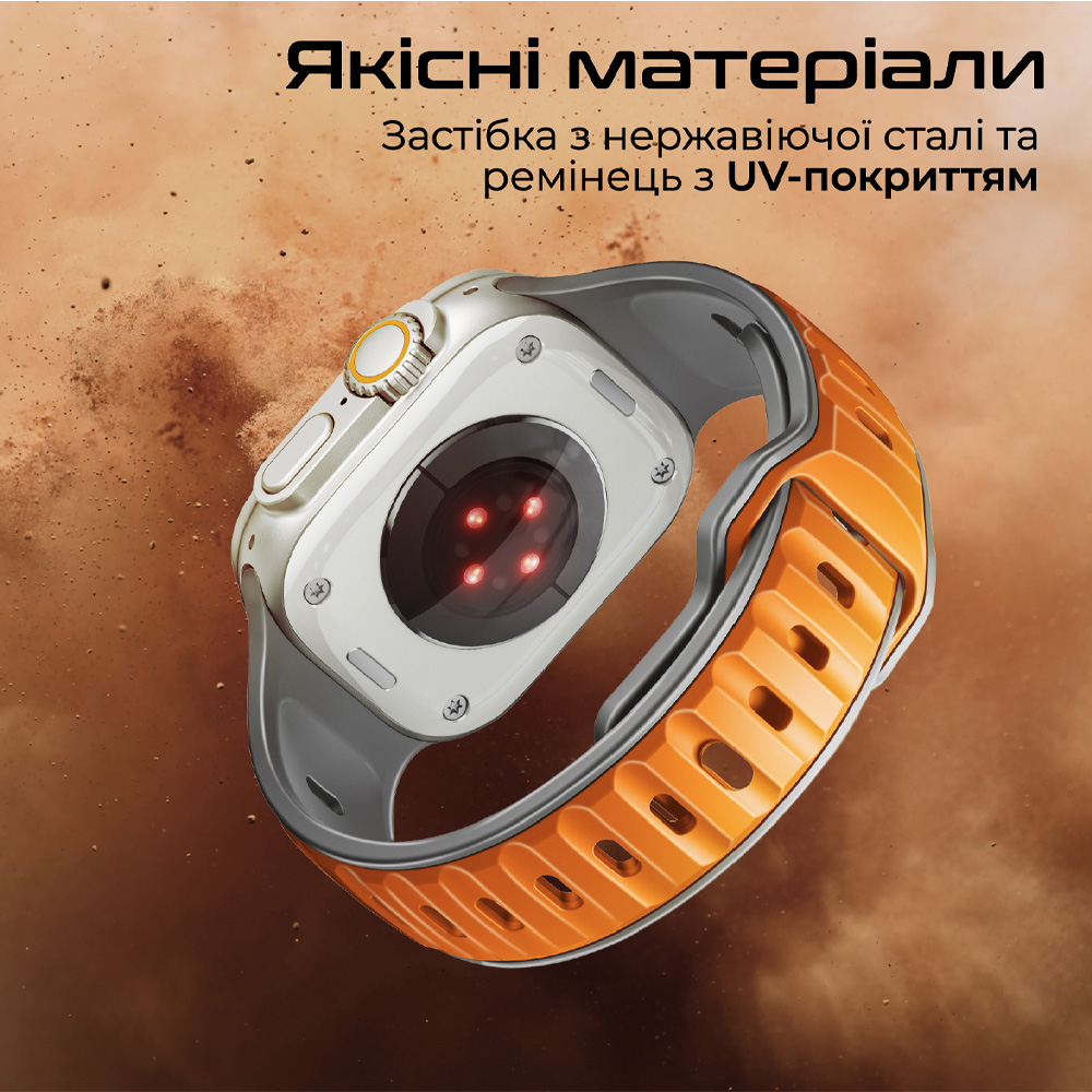 Ремешок PROMATE SiliBand-DC для Apple Watch серии 1-9 SE Ultra 2 42/44/45/49 мм Orange (siliband-dc.orange) Совместимость по модели Apple Watch Series 7 45 мм