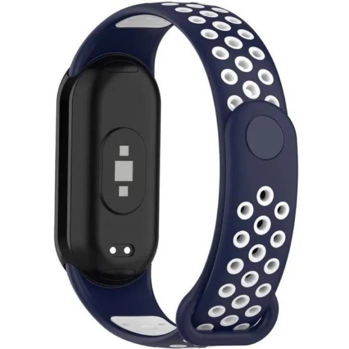 Ремешок BECOVER Vents Style для Xiaomi Mi Smart Band 10 Blue/White (713632) Материал силикон