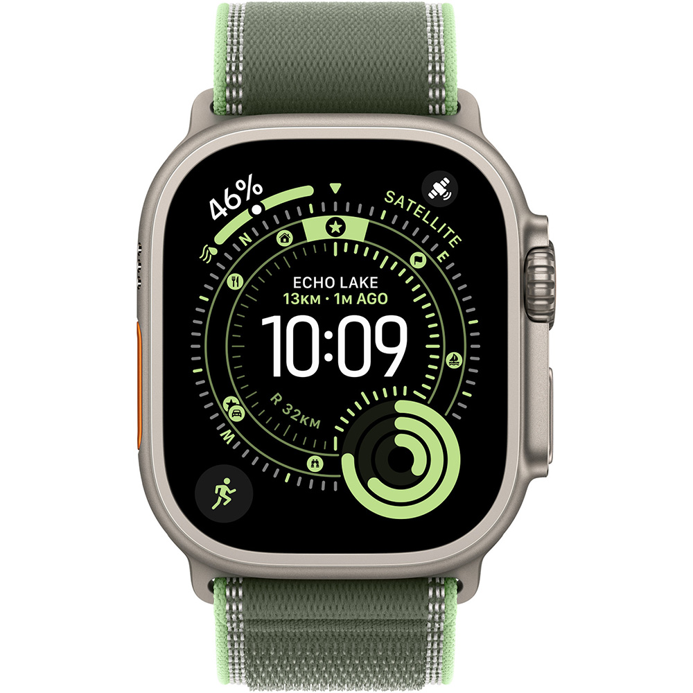 Ремінець APPLE 49mm Green/Neon TrailLoop M/L Natural Titanium Finish (MFT54ZM/A) Сумісність за моделлю Apple Watch Series 11 46 мм 