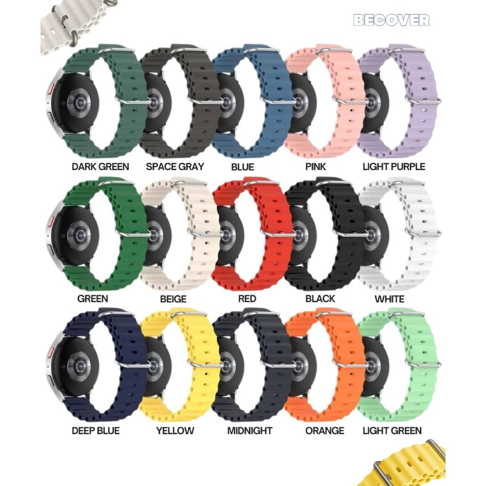 Ремінець BECOVER Wave Style 20mm для Galaxy Watch 7/7 FE/4/4 Classic/Watch 3 Midnight (714146) Сумісність за моделлю Galaxy Watch 7 FE