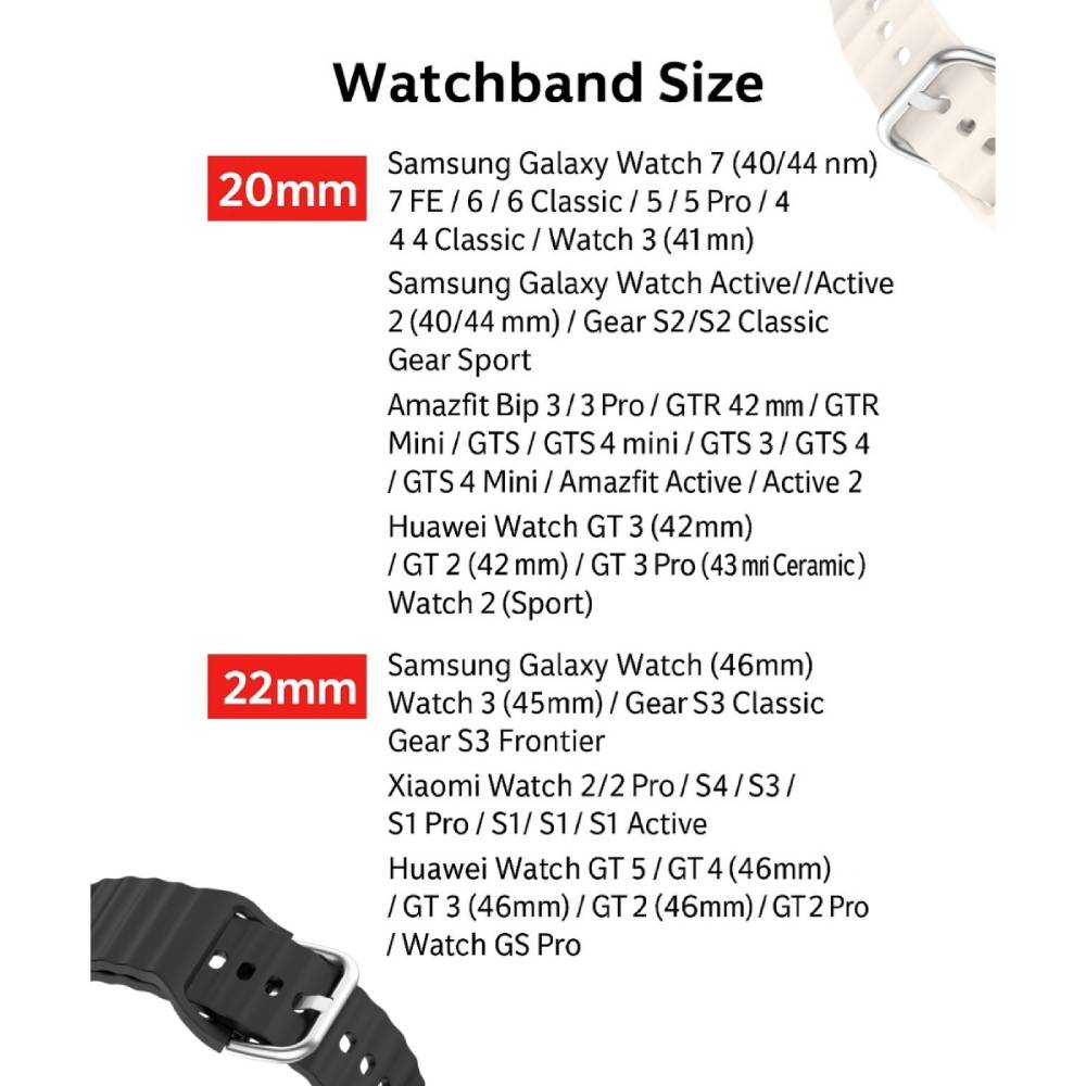 Ремешок BECOVER Ribbed Tape 20mm для Galaxy Watch Active/2/Gear S2/Classic/Gear Sport White (714256) Совместимость по модели Samsung Galaxy Watch Active 2