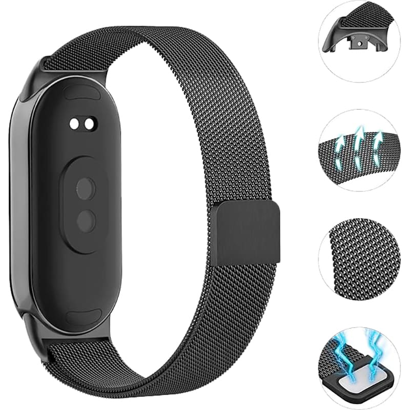 Фото Браслет BECOVER Milanese Style для Xiaomi Mi Smart Band 8/9/10 Black (714601)