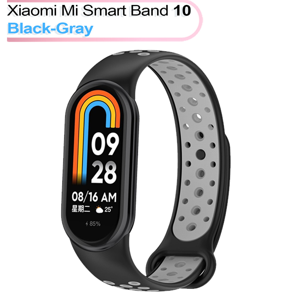 Ремінець BECOVER Vents Style для Xiaomi Mi Smart Band 10 Black-Gray (713628) Матеріал силікон