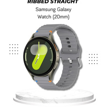 Ремешок BECOVER Ribbed Straight 20mm для Samsung Galaxy Watch 7 40/44mm /6/5/4/3 41mm Gray (714845)