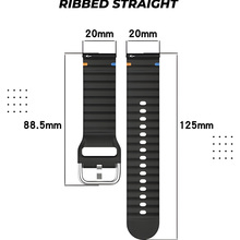 Ремешок BECOVER Ribbed Straight 20mm для Samsung Galaxy Watch 7 40/44mm /6/5/4/3 41mm Gray (714845)