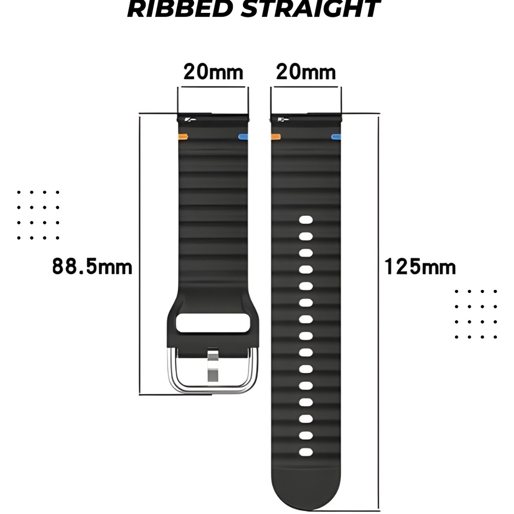 Фото Ремешок BECOVER Ribbed Straight 20mm для Samsung Galaxy Watch 7 40/44mm /6/5/4/3 Lite Gray (714848)