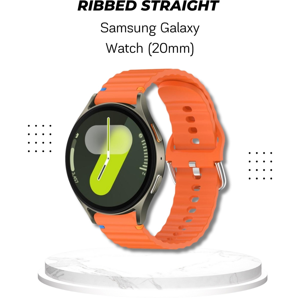 Зовнішній вигляд Ремінець BECOVER Ribbed Straight 20mm для Samsung Galaxy Watch 7 40/44mm /6/5/4/3 41mm Orange (714849)