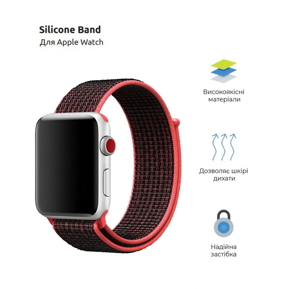 Ремінець ARMORSTANDART Nylon Band для Apple Watch 42 (Series 11-10)/41/40/38 Hot Pink/Grey (ARM89152) Сумісність за моделлю Apple Watch SE 3 40 мм