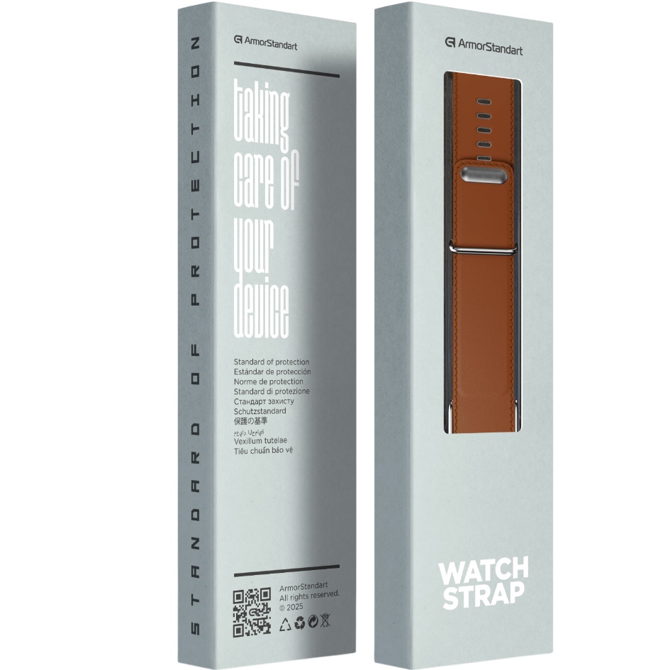 Ремешок ARMORSTANDART Leather Loop для Whoop 5.0 / MG Chestnut with Silver (ARM90088) Материал кожа