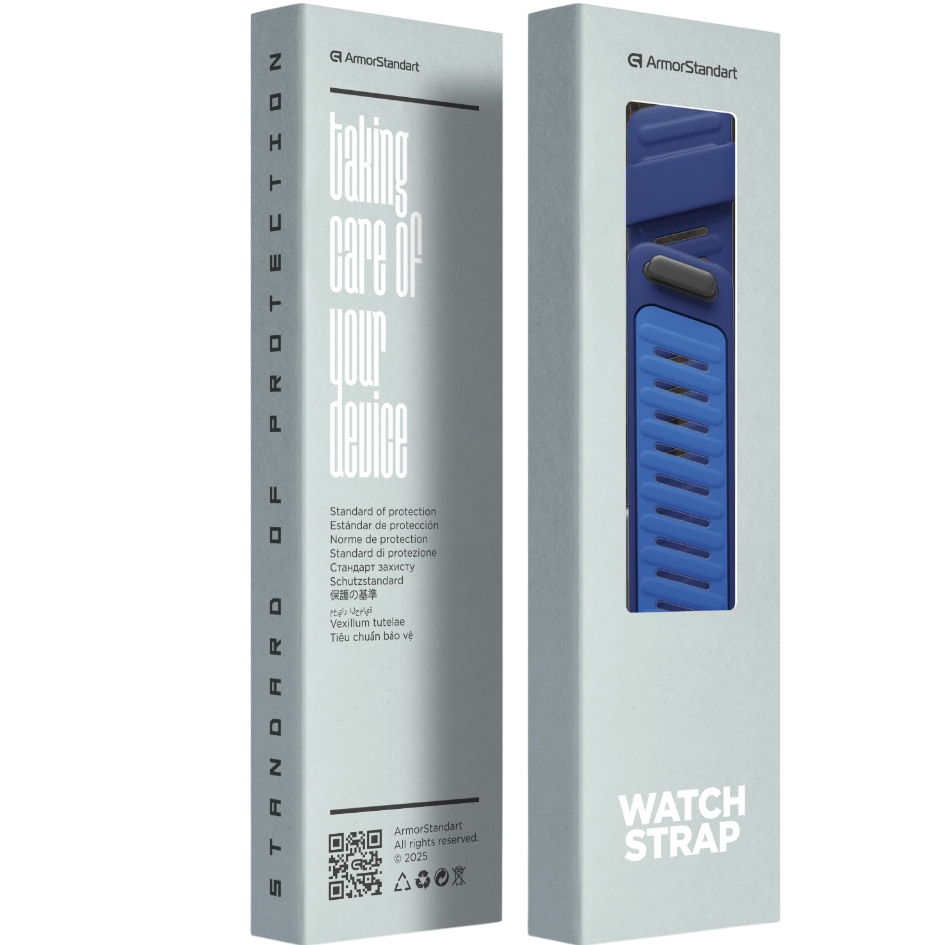 Ремінець ARMORSTANDART Silicone Tech для Whoop 5.0 / MG Dark Blue with Black (ARM90100) Матеріал силікон